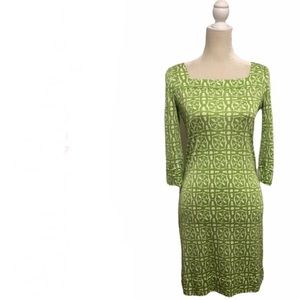 Lilly Pulitzer Beautiful Green and White Print Square Neck Dress